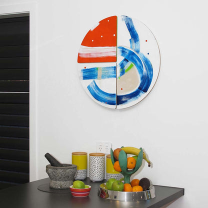 Swashjbuckle Peg, modern abstract artwork NZ hanging in a kitchen